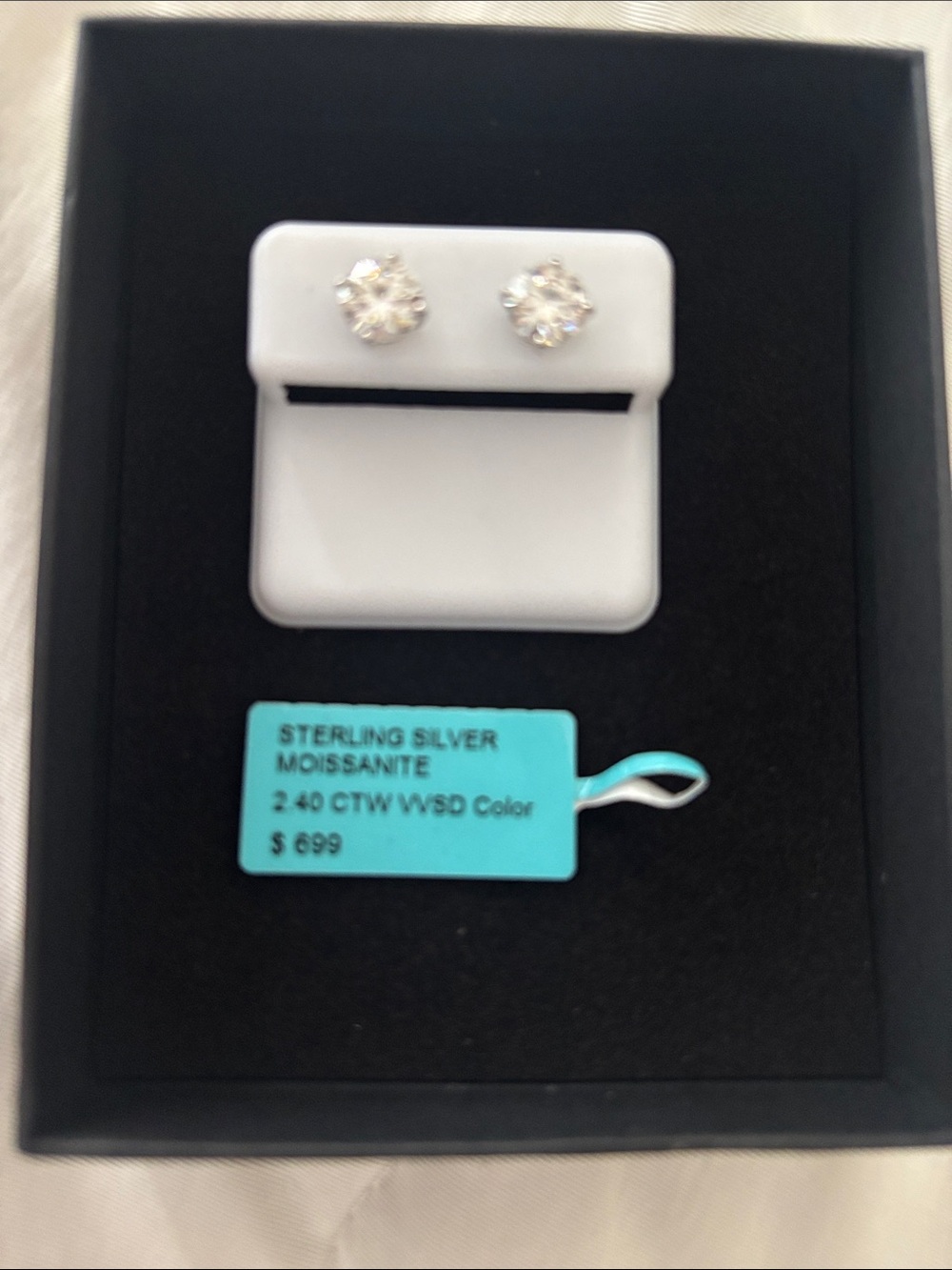 Sterling Silver White Moissanite Stud Earrings